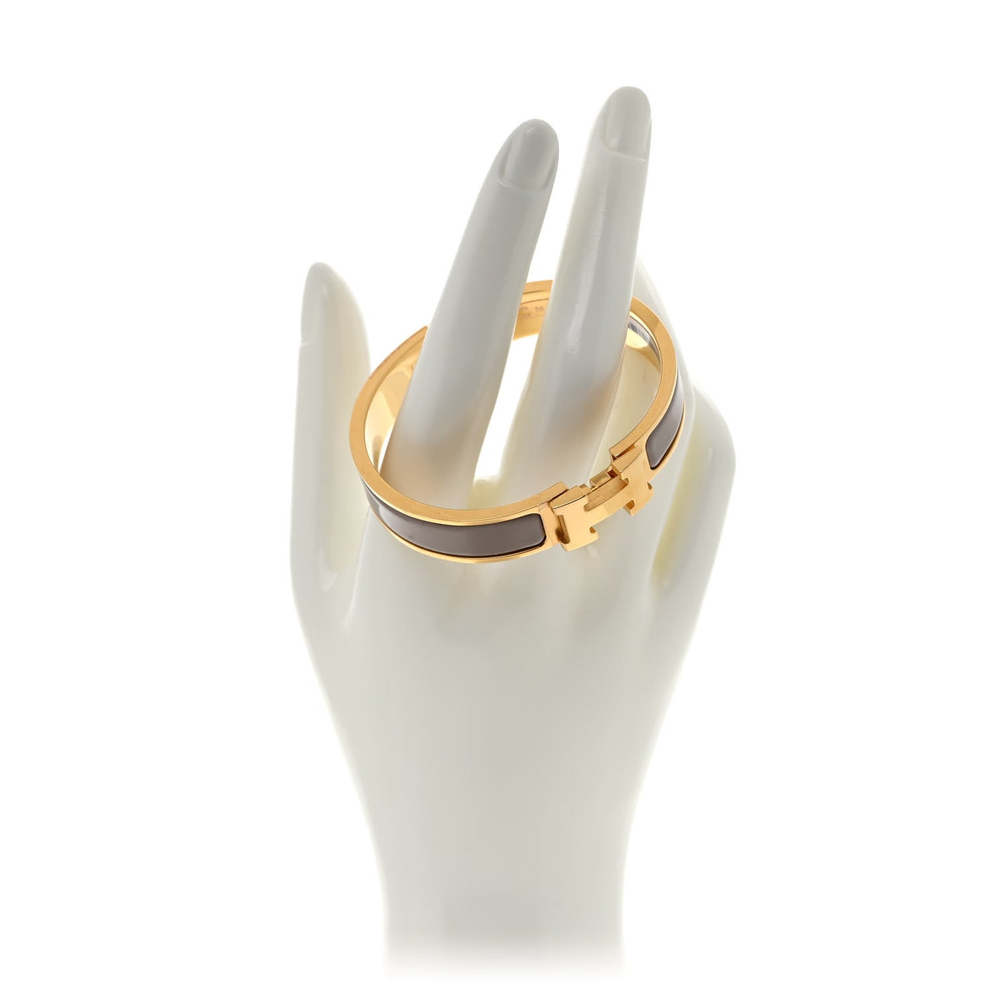 Enamel Narrow Clic Clac H Bracelet PM Marron Glace