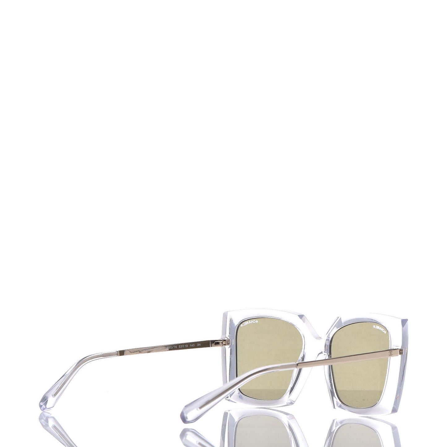 18K White Gold Mirror Square Sunglasses 6051 Gold
