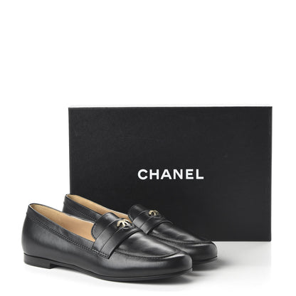 Chanel Lambskin CC Loafers 39.5 Black 9 of 9