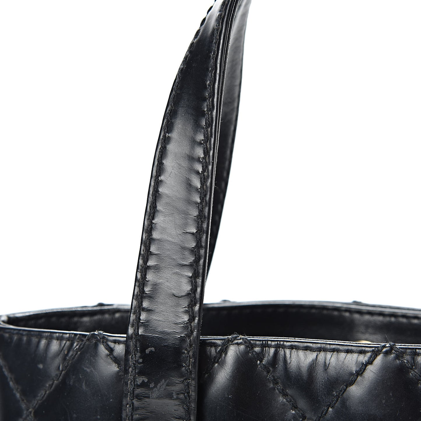 Calfskin Quilted Small Surpique Stitch Tote Black