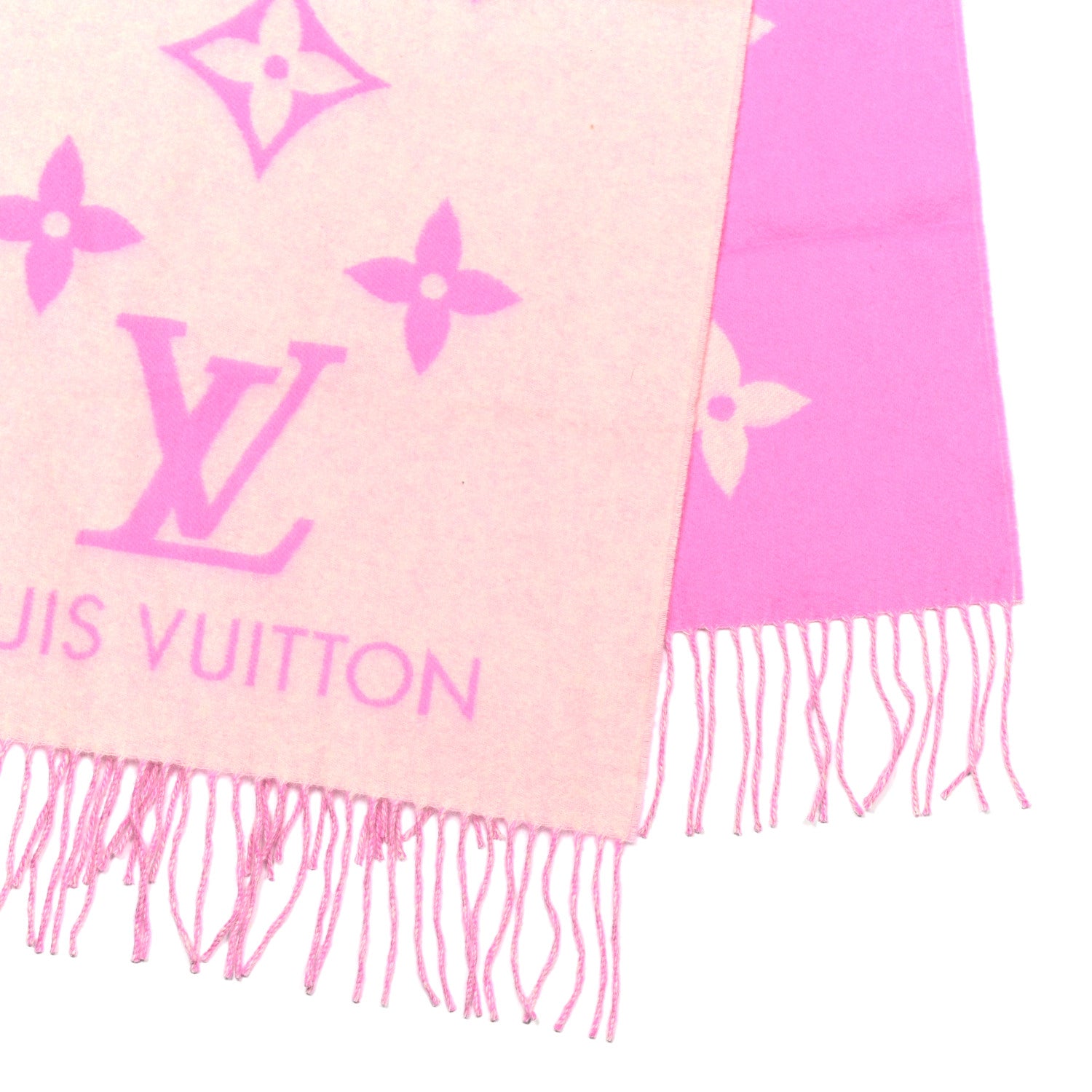 Louis Vuitton Cashmere Monogram Reykjavik Scarf White Pink 4 of 5