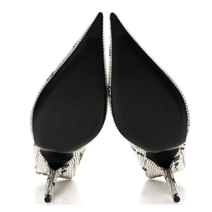 Balenciaga Strass Allover Logo Square Knife 110mm Pumps 38 Crystal Black 6 of 10