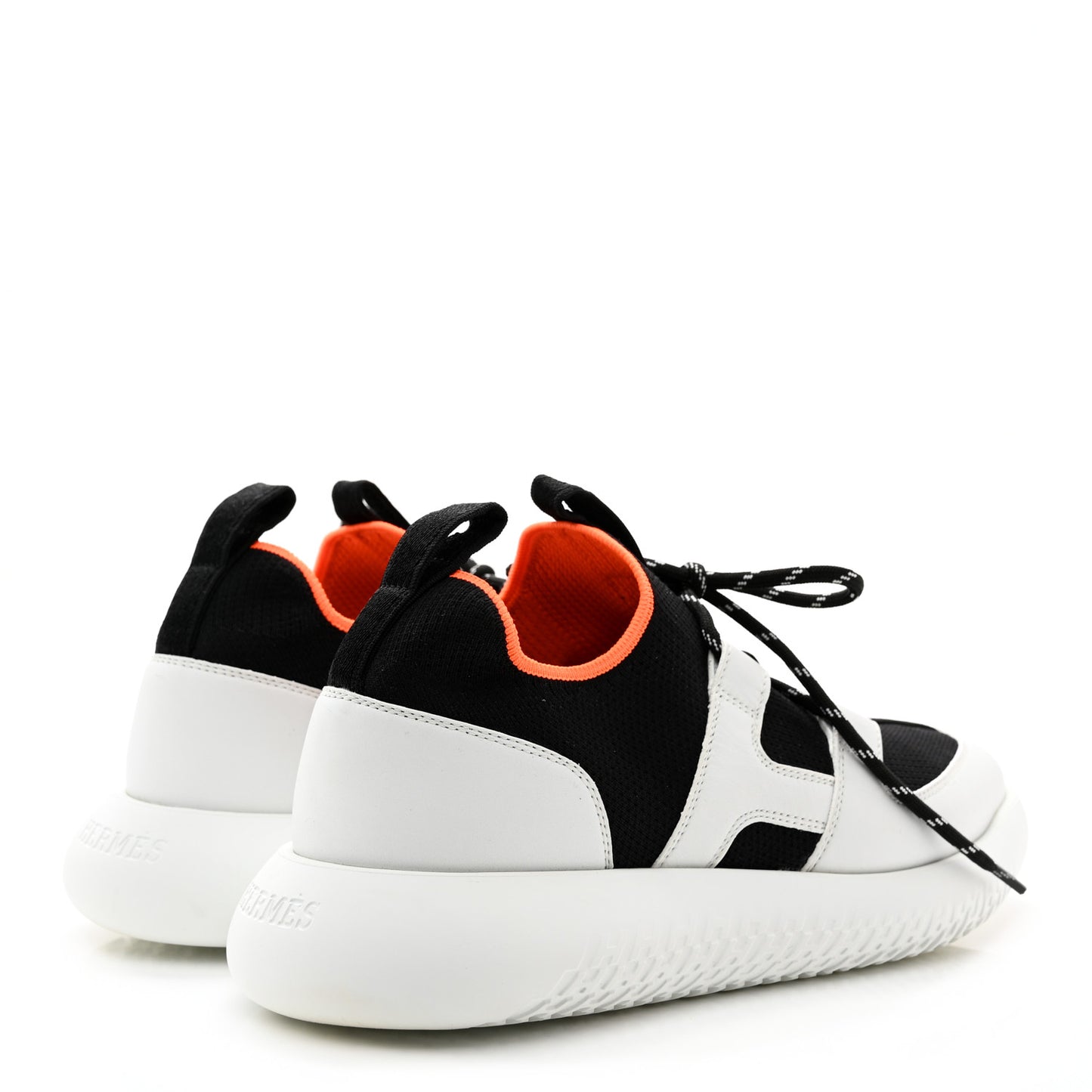 Technical Canvas Calfskin Womens Duel Sneakers 38 White Black