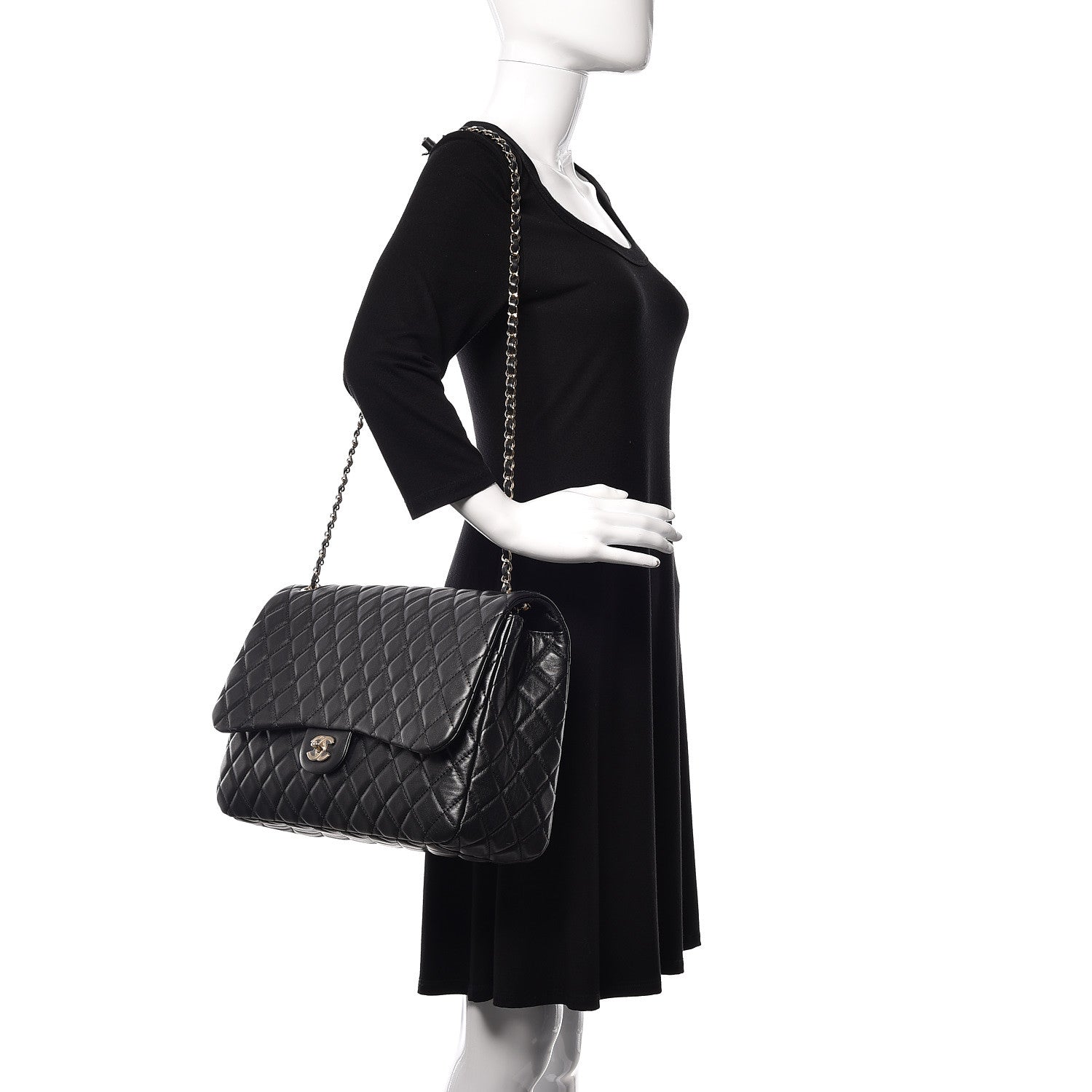 Chanel Calfskin Quilted Small XXL Travel Flap Bag Black 2 of 11