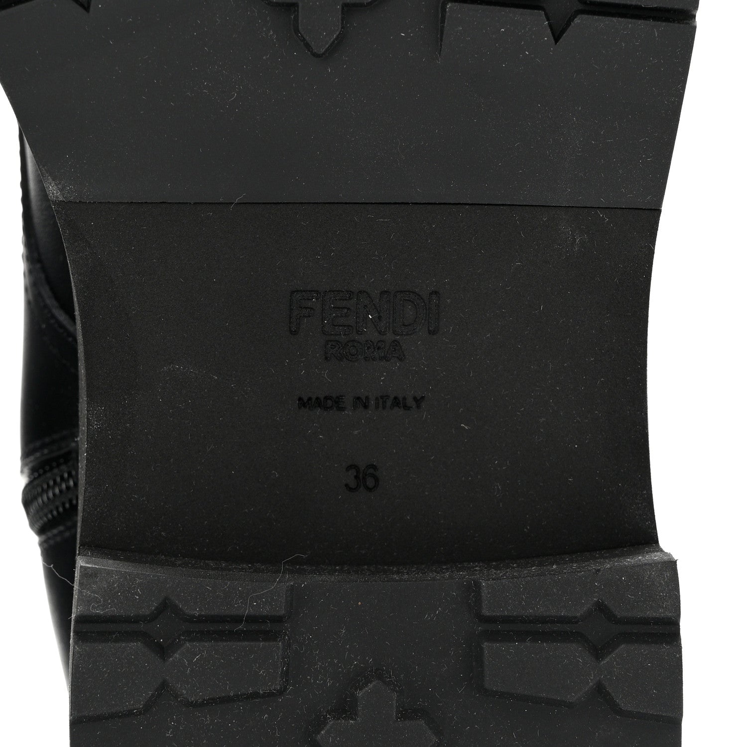 Fendi Vitello FF Embossed Biker Boots 36 Black 7 of 7