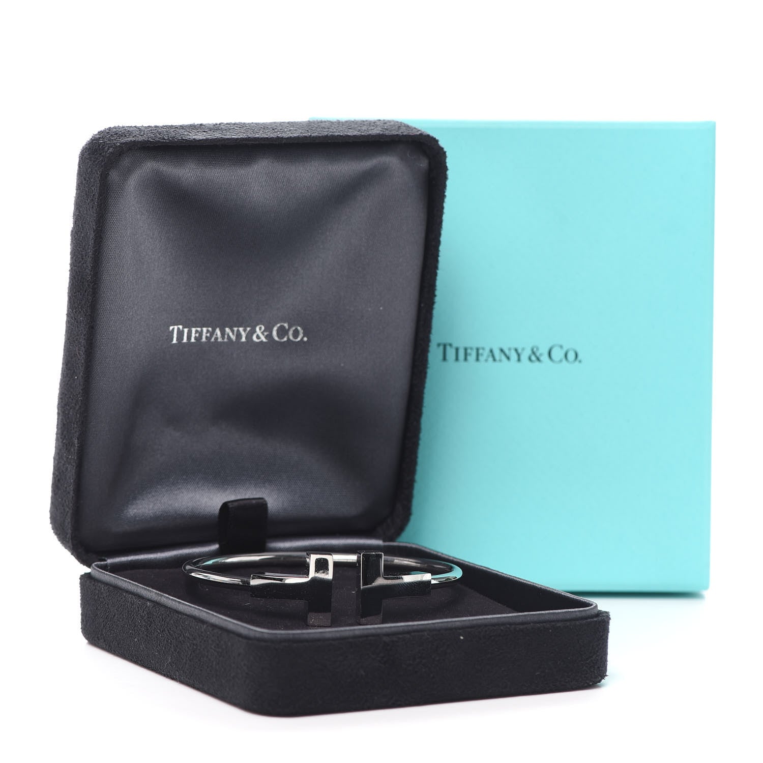 Tiffany 18K White Gold T Wide Wire Bracelet 6 of 6