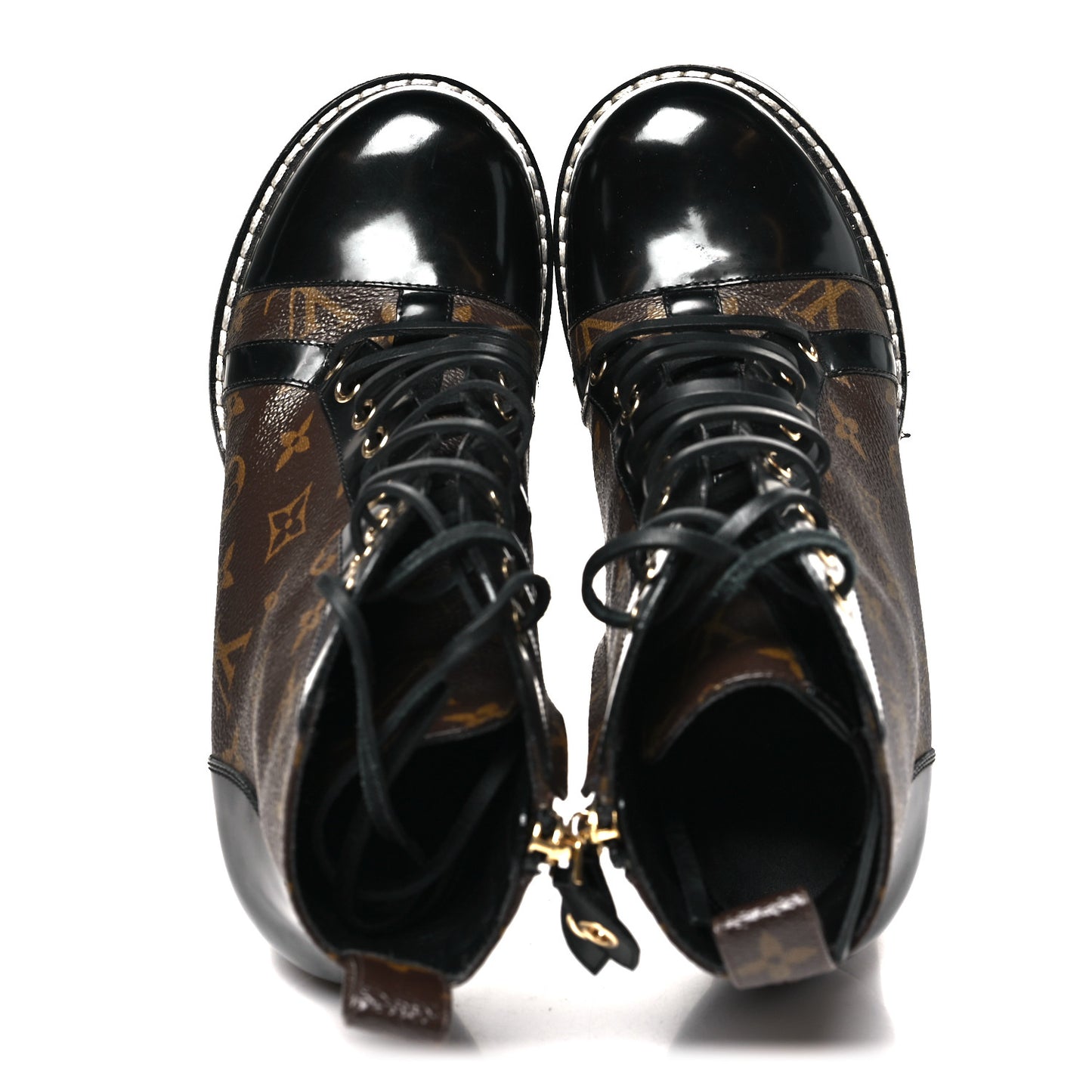 Patent Calfskin Monogram Star Trail Ankle Boots 41 Black