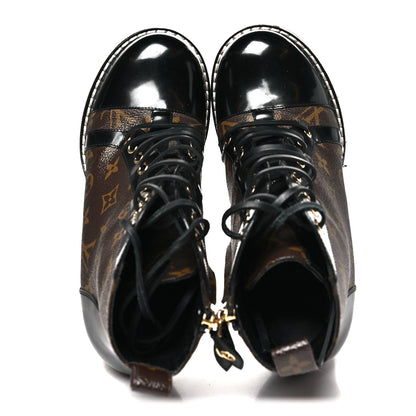 Louis Vuitton Patent Calfskin Monogram Star Trail Ankle Boots 41 Black 2 of 8