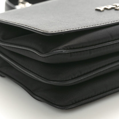 Prada Saffiano Tessuto Nylon Chain Shoulder Bag Black 9 of 10