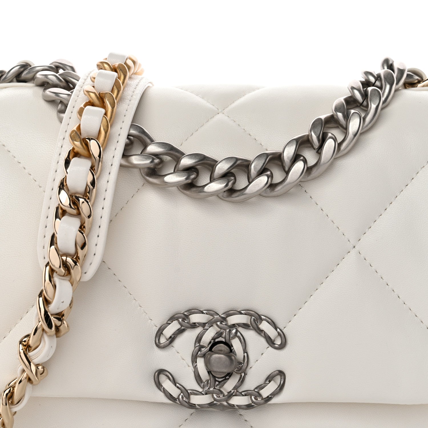 Chanel Lambskin Quilted Medium Chanel 19 Flap White White 8 of 10
