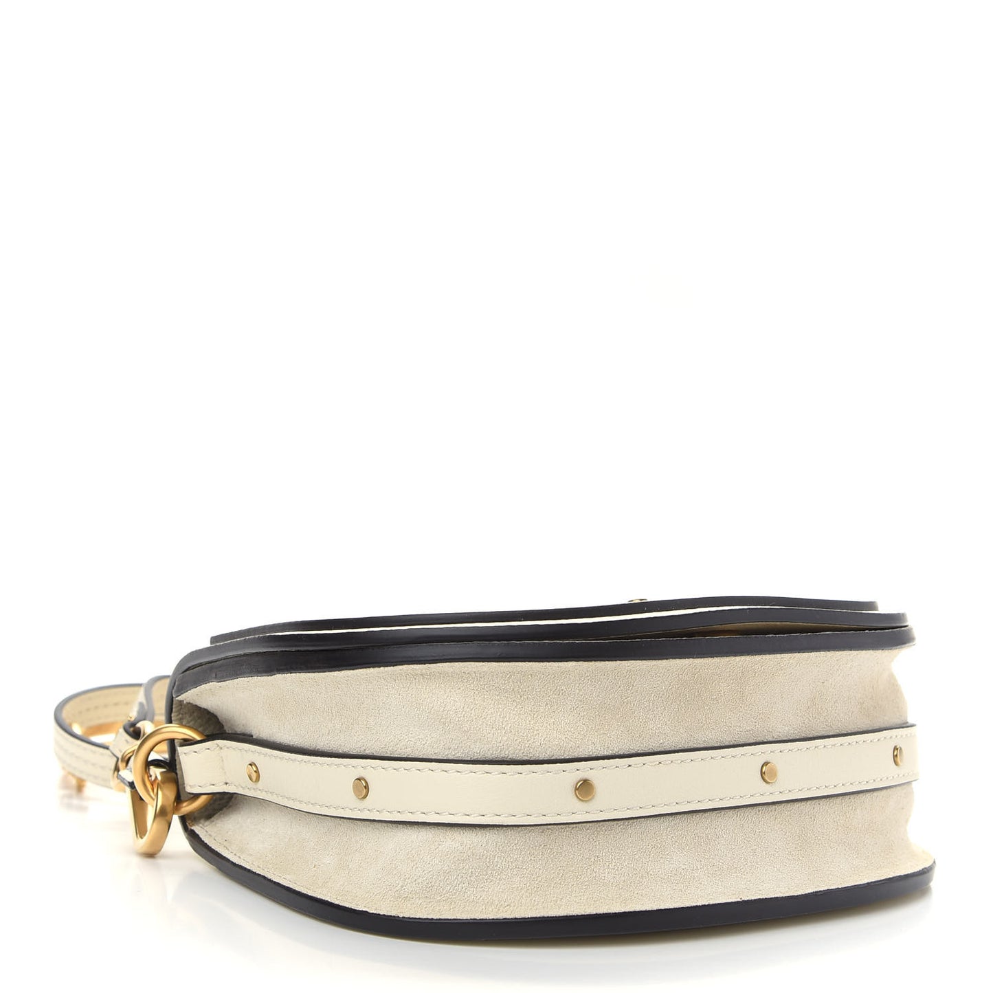 Calfskin Suede Small Nile Bracelet Bag Off White