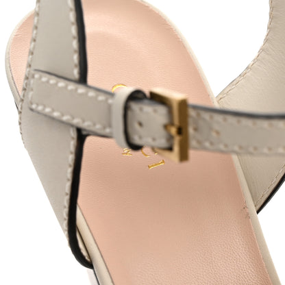 Gucci Cosmos Softy Calfskin Wooden Interlocking G Cut-Out 30/120mm Platform Sandals 40 Mystic White 10 of 11