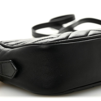 Gucci Calfskin Matelasse Mini GG Marmont Chain Shoulder Bag Black 9 of 12