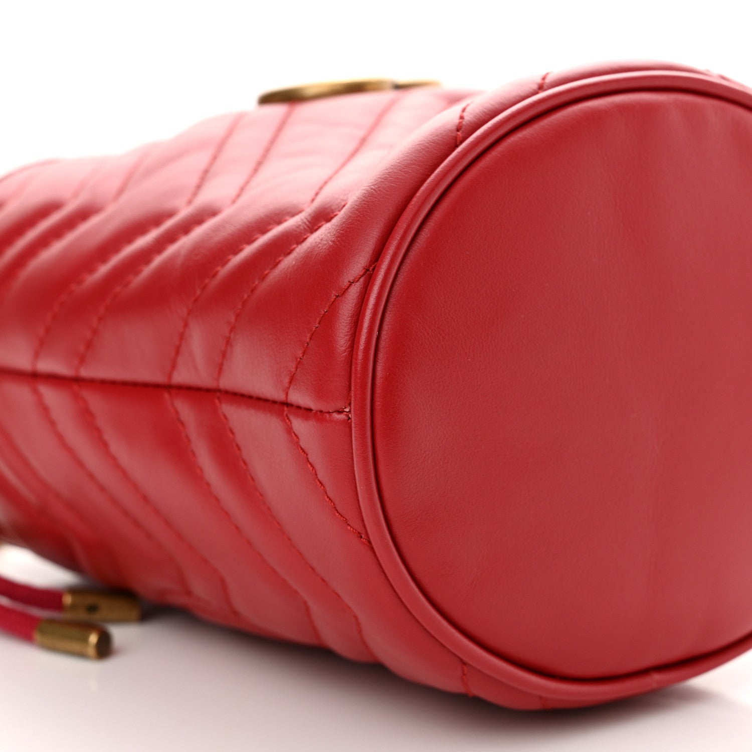Gucci Calfskin Matelasse Mini GG Marmont 2.0 Bucket Bag Hibiscus Red 9 of 11