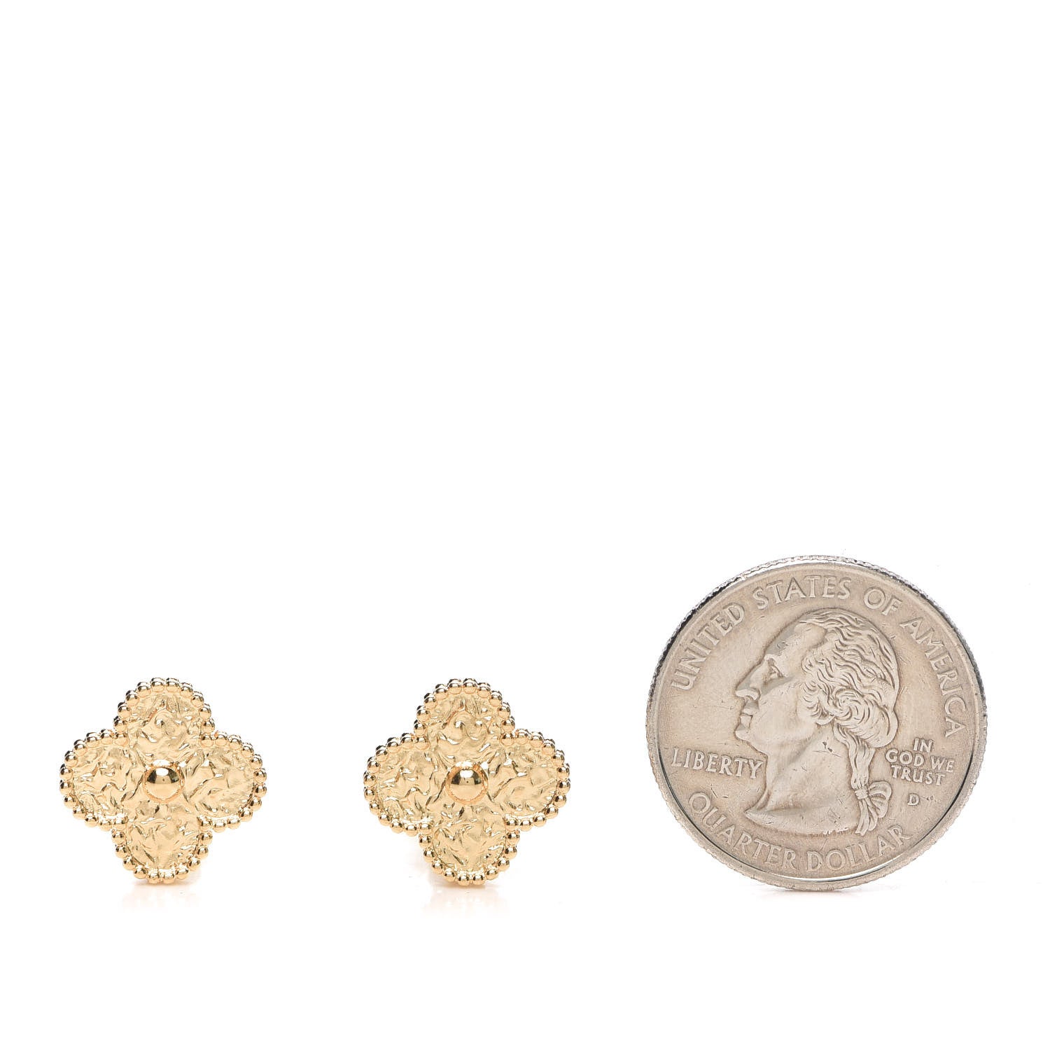 Van Cleef & Arpels 18K Yellow Gold Vintage Alhambra Earrings 2 of 4
