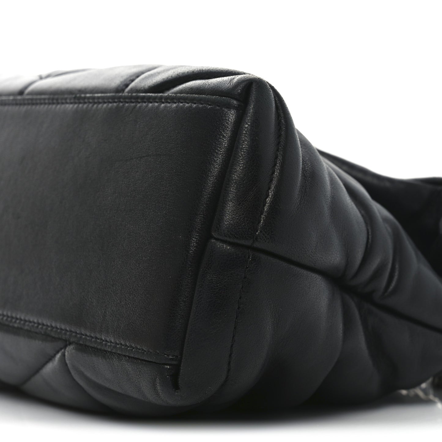 Lambskin Quilted Small Loulou Puffer Monogram Chain Satchel Black