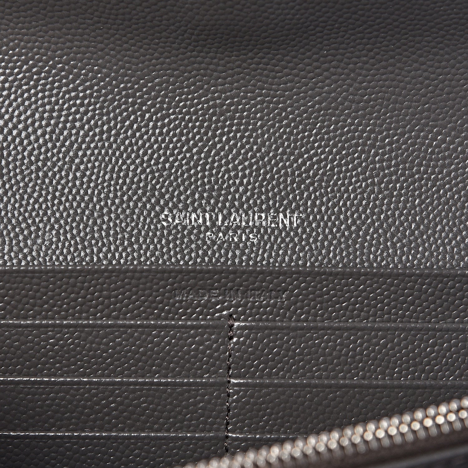 Saint Laurent Grain De Poudre Matelasse Chevron Monogram Flap Wallet Fog 6 of 6