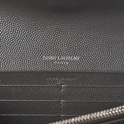 Saint Laurent Grain De Poudre Matelasse Chevron Monogram Flap Wallet Fog 6 of 6
