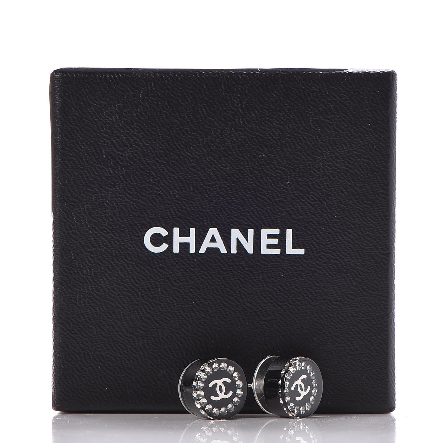 Resin Crystal CC Earrings Black