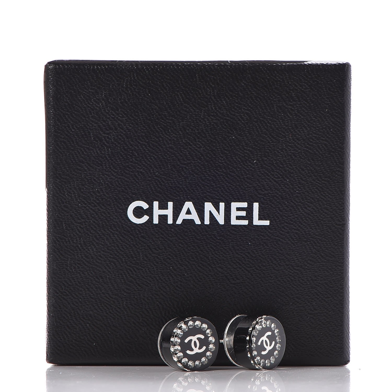 Chanel Resin Crystal CC Earrings Black 5 of 5