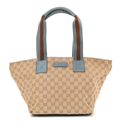 Gucci GG Monogram Medium Web Handle Bucket Tote Blue 1 of 12