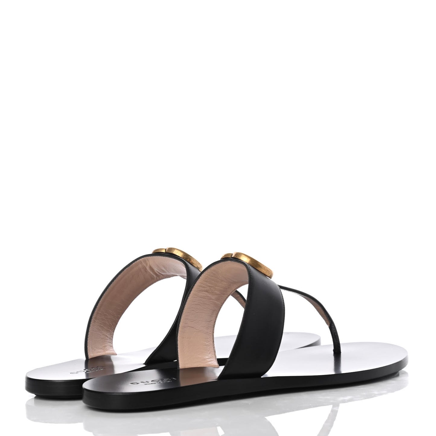 Calfskin GG Marmont Thong Sandals 38.5 Black