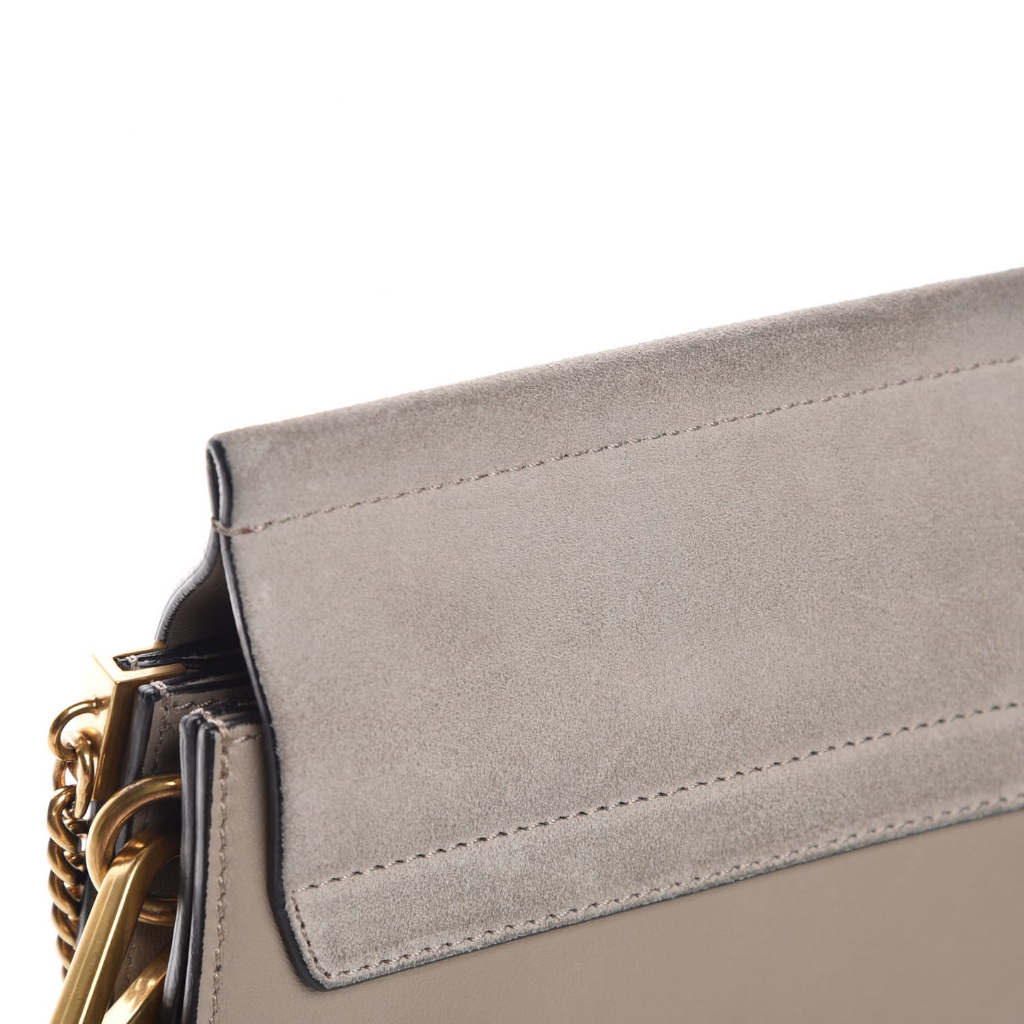 Calfskin Suede Studded Medium Faye Shoulder Bag Motty Grey