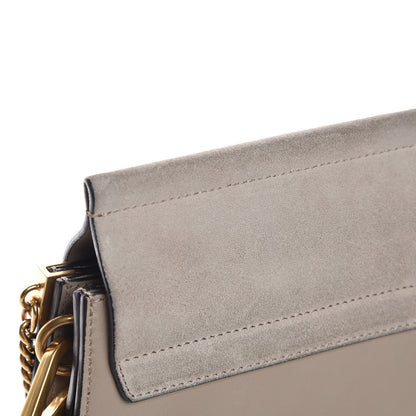 Chloe Calfskin Suede Studded Medium Faye Shoulder Bag Motty Grey 7 of 7