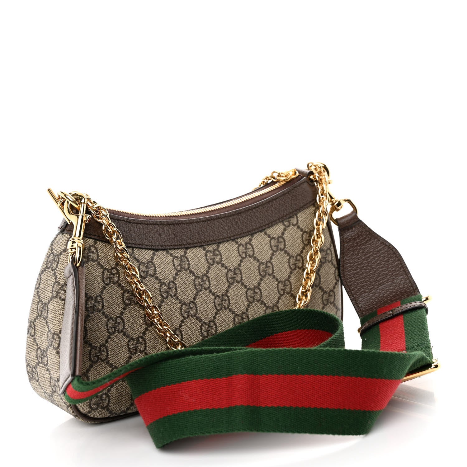 Gucci GG Supreme Monogram Textured Dollar Calfskin Web Small Ophidia GG Handbag Beige Ebony New Acero 3 of 10