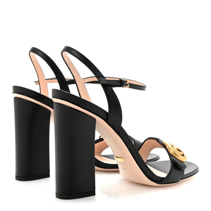 Gucci Lifford Calfskin GG Marmont Ankle Wrap 105mm Sandals 41 Black 5 of 9