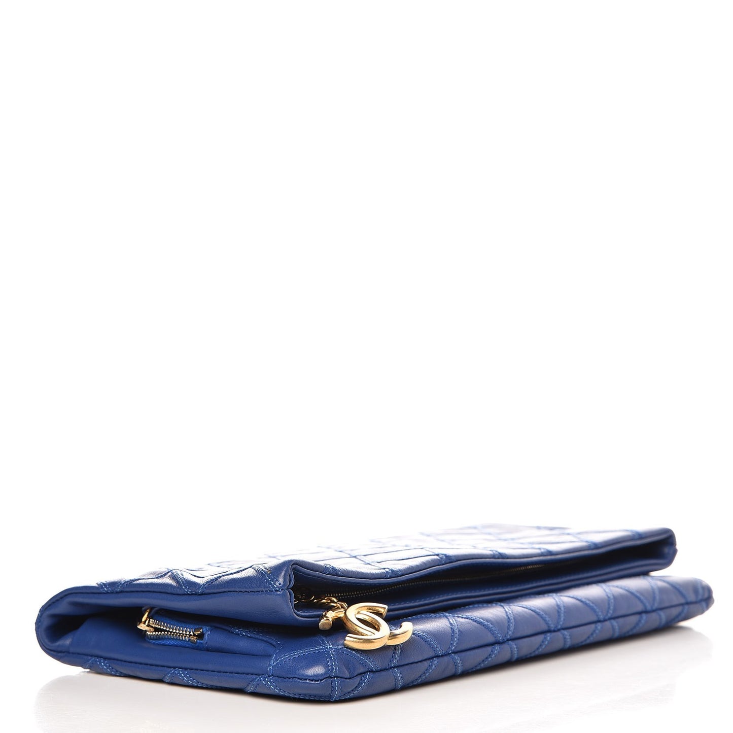 Calfskin Stitched CC Clutch Blue