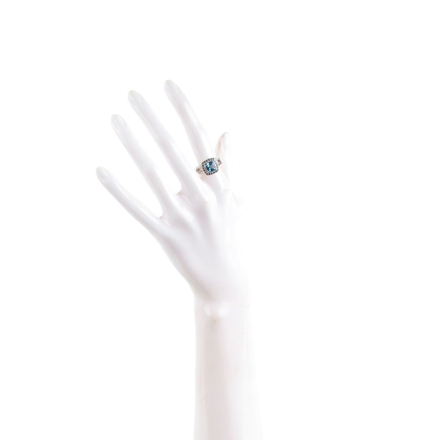 Sterling Silver Blue Topaz Sapphire 7mm Petite Cable Candy Ring 51.5 6