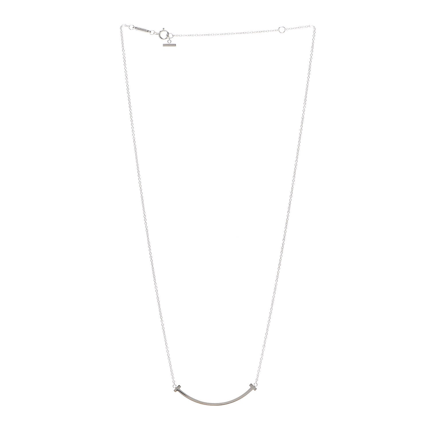 Tiffany 18K White Gold Small T Smile Pendant Necklace 3 of 6