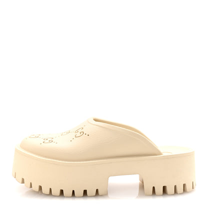 Gucci Rubber Monogram GG Go Through Platform Slide Clogs 38 Mystic White 1 of 9