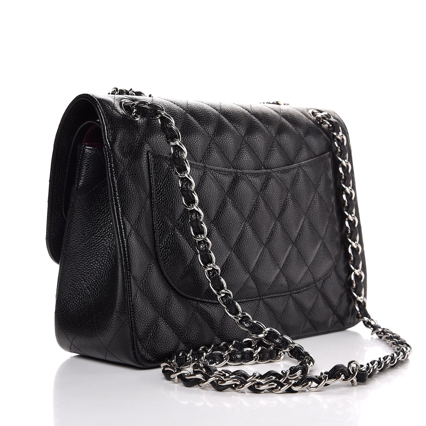 Caviar Quilted Jumbo Double Flap Black