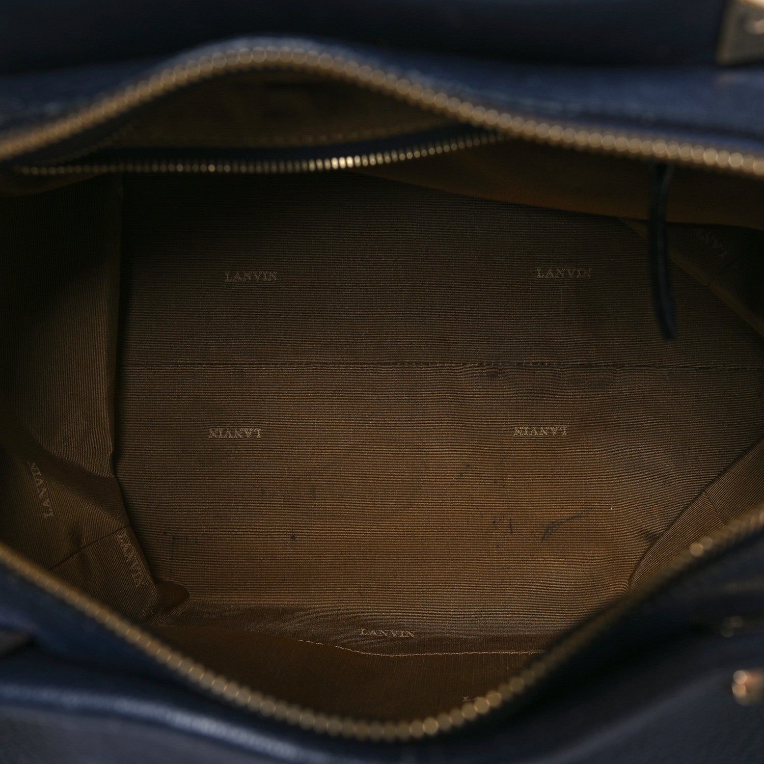 Lanvin Goatskin Trilogy Bowling Bag Navy 5 of 13
