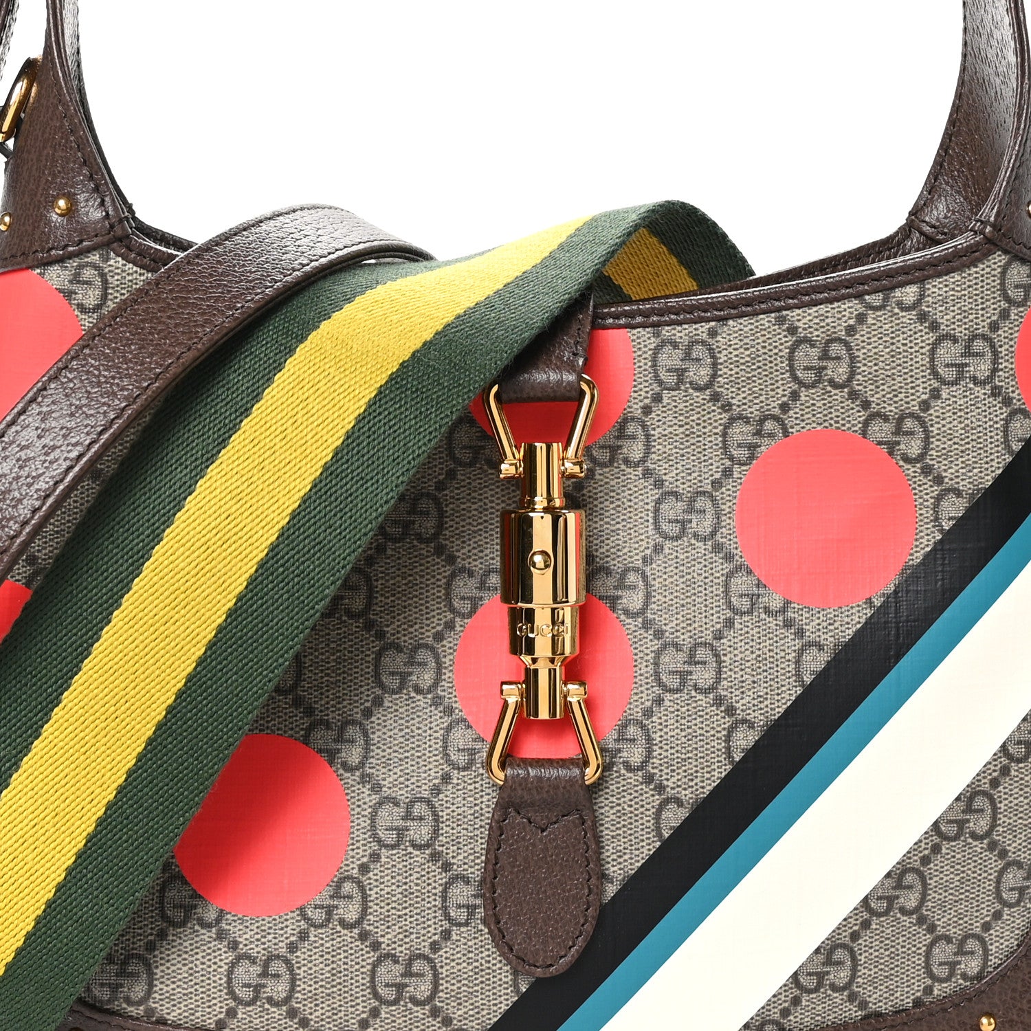 Gucci GG Supreme Monogram Geometric Textured Dollar Calfskin Web Small Jackie 1961 Hobo 8 of 10