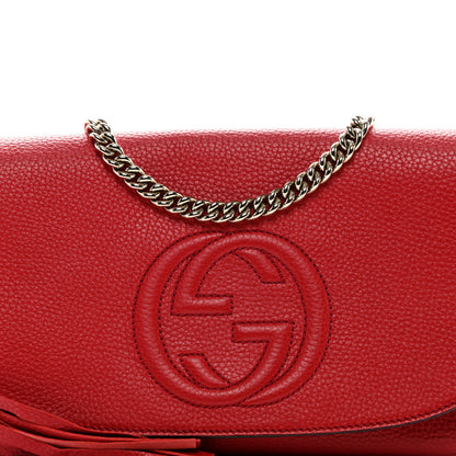 Gucci Pebbled Calfskin Medium Soho Flap Crossbody Vibrant Red 8 of 10
