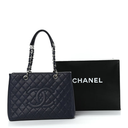 Chanel Caviar Quilted Grand Shopping Tote GST Dark Navy Blue 14 of 14
