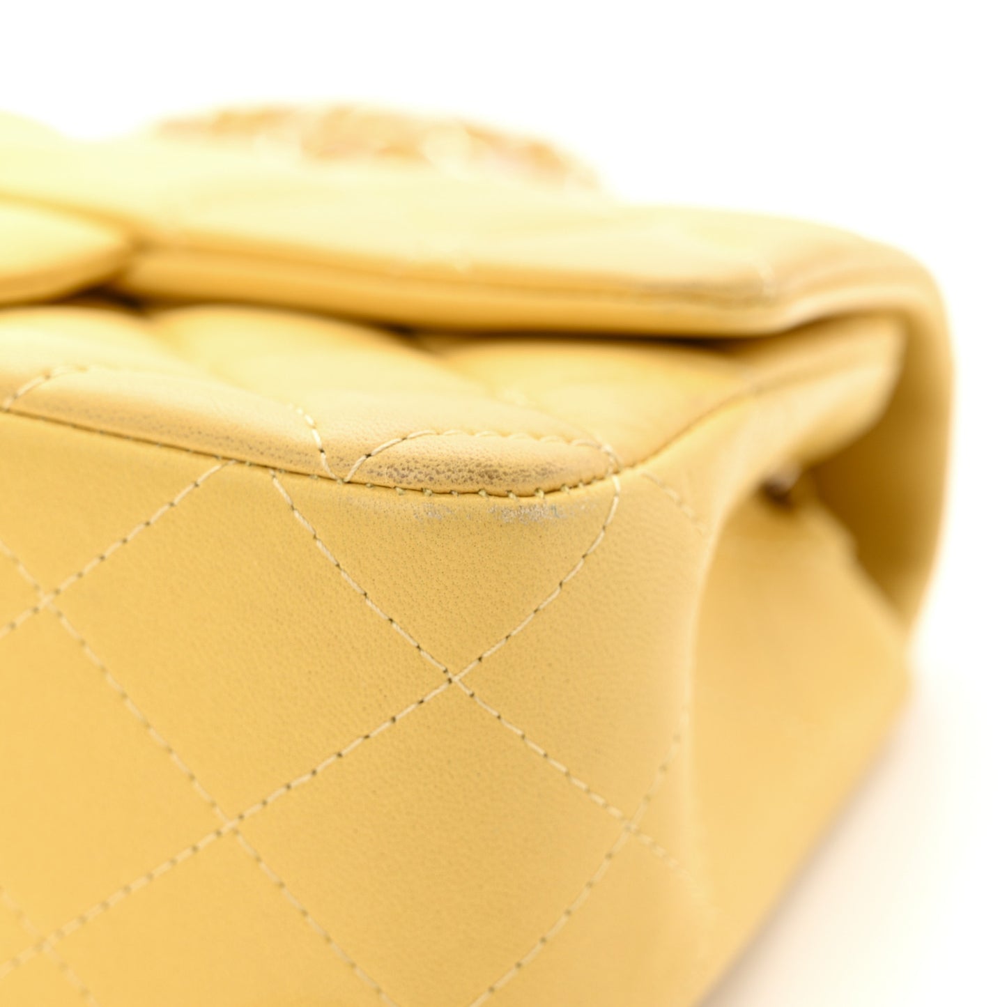 Lambskin Quilted Mini Rectangular Flap Yellow
