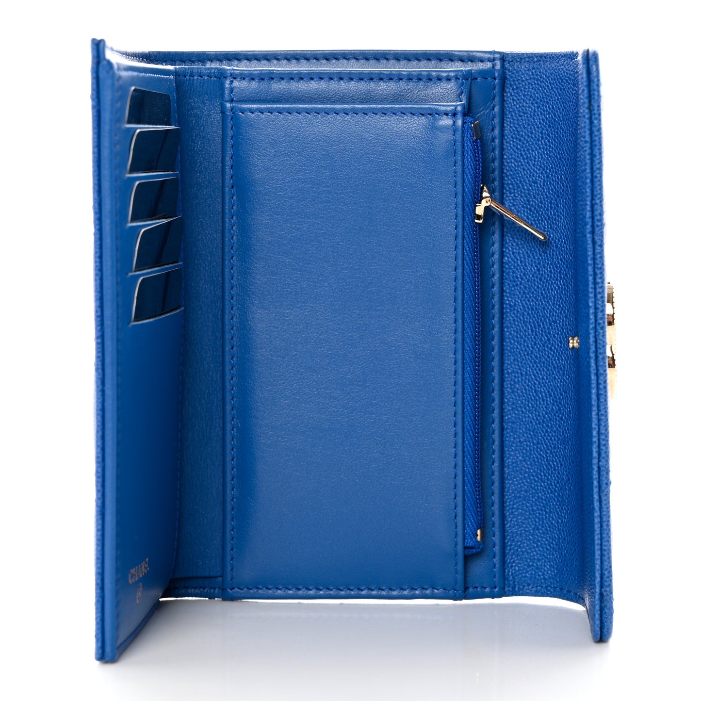 Caviar Quilted Studded CC Medium Flap Wallet Blue