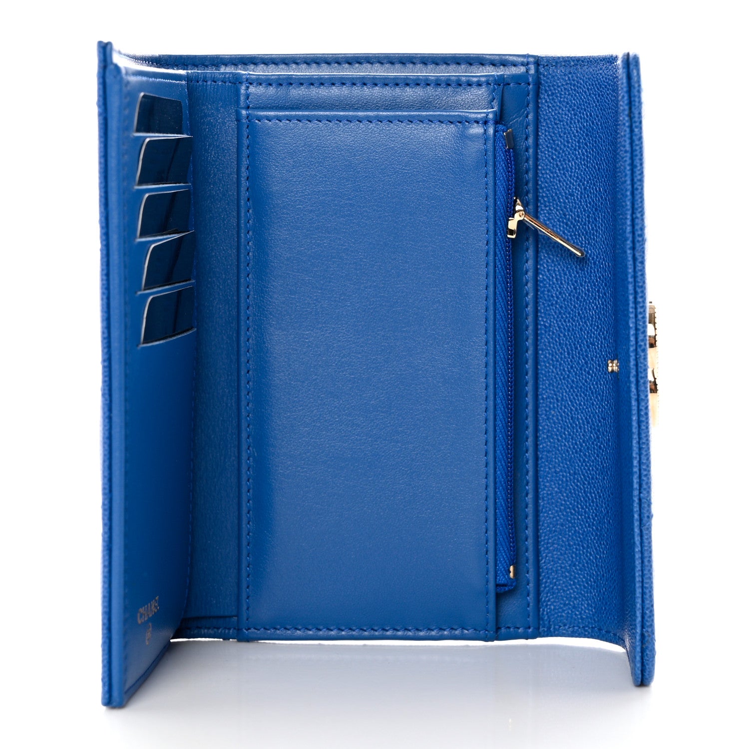 Chanel Caviar Quilted Studded CC Medium Flap Wallet Blue 5 of 10