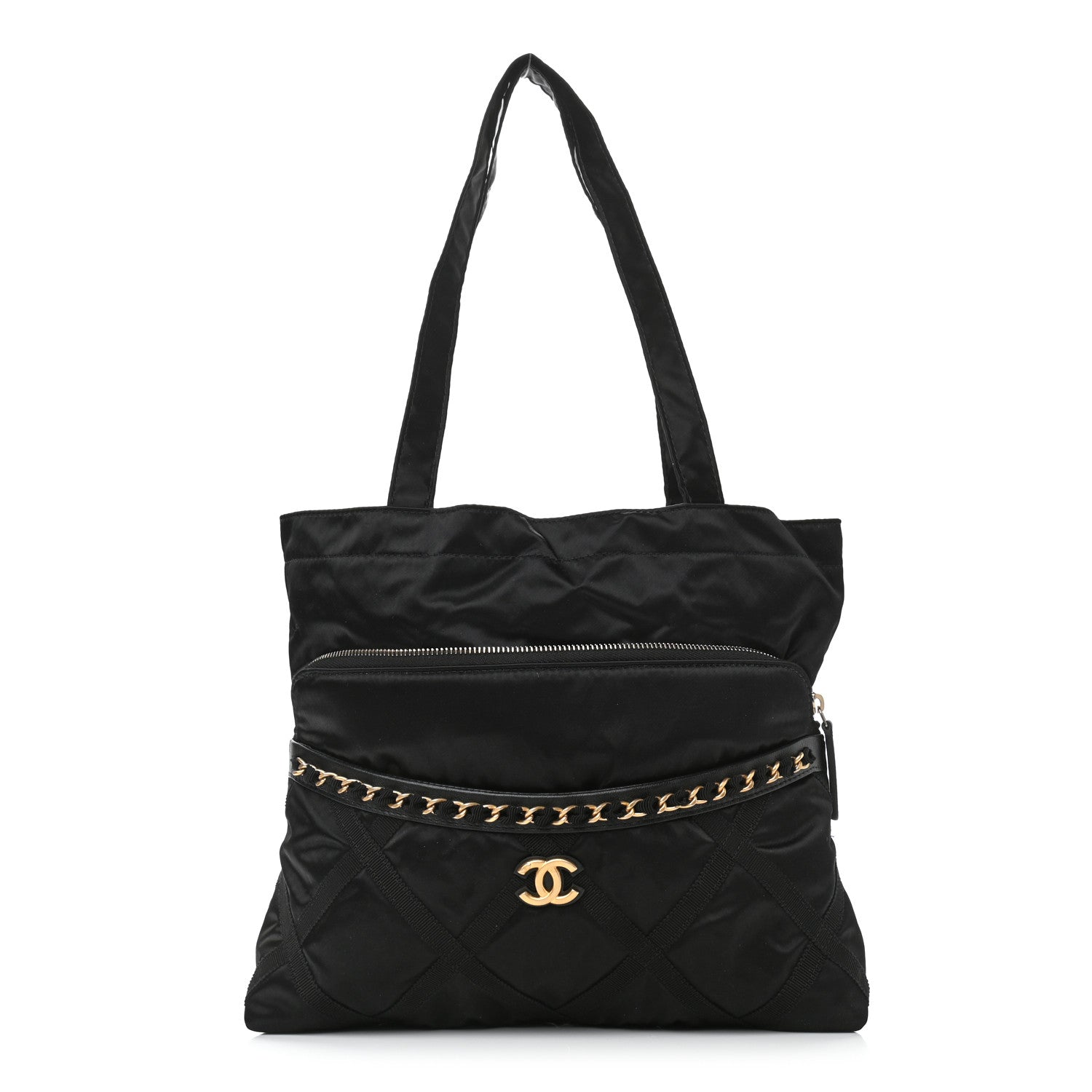 Chanel Nylon Grosgrain Large Lifestyle Pouch With Foldable Tote Black 1 of 12