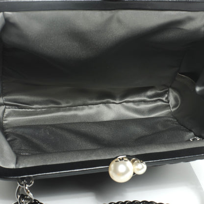 Chanel Satin Vertical Pleats Chain Fringe Evening Bag Black 5 of 7