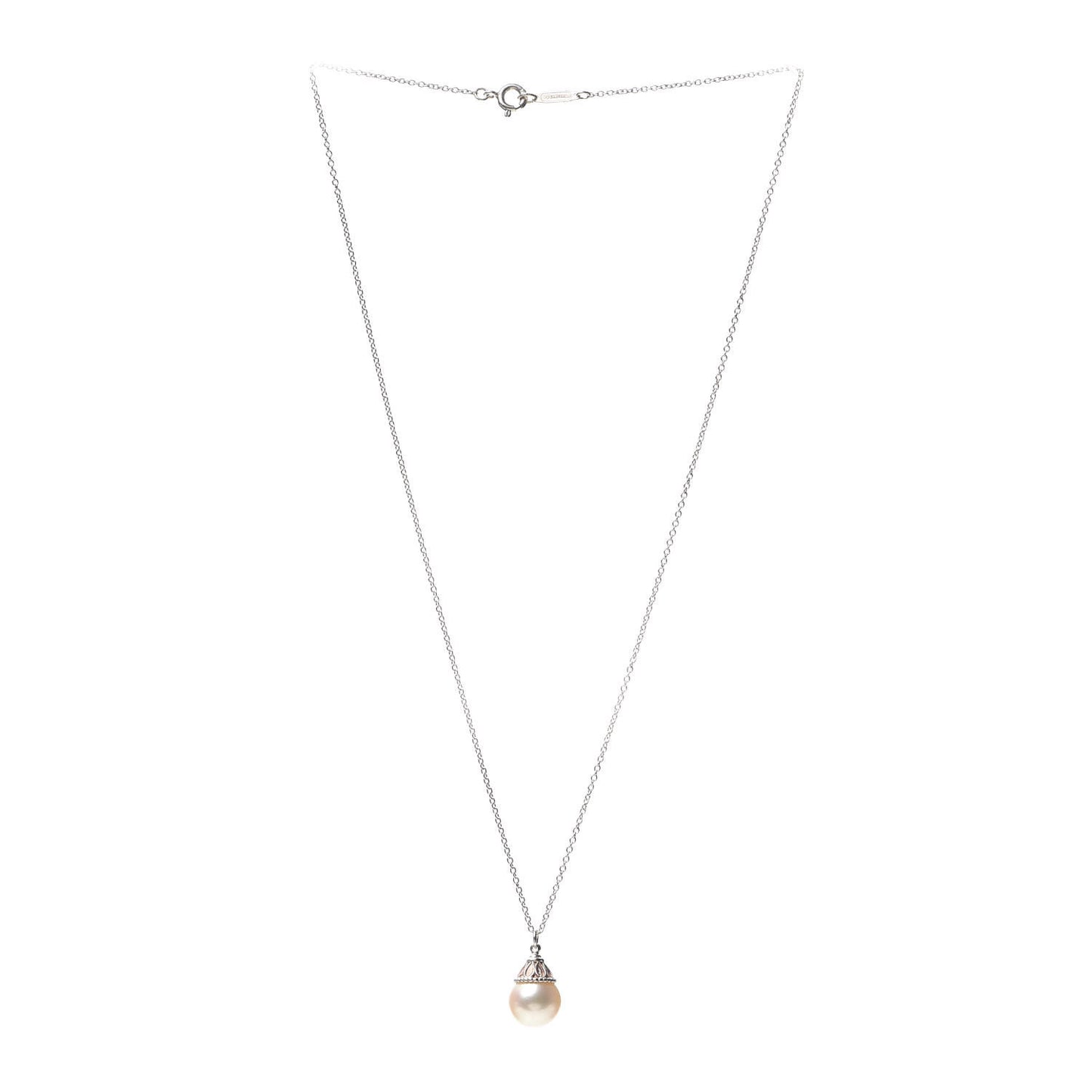 Sterling Silver Pearl Ziegfeld Drop Pendant Necklace