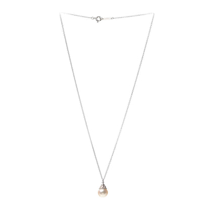Tiffany Sterling Silver Pearl Ziegfeld Drop Pendant Necklace 3 of 6