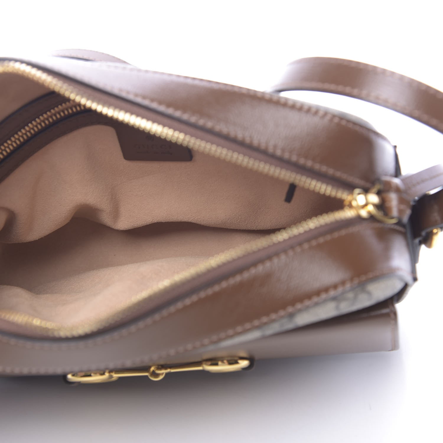 Gucci GG Supreme Monogram Small Horsebit 1955 Shoulder Bag Beige Brown Sugar 5 of 11