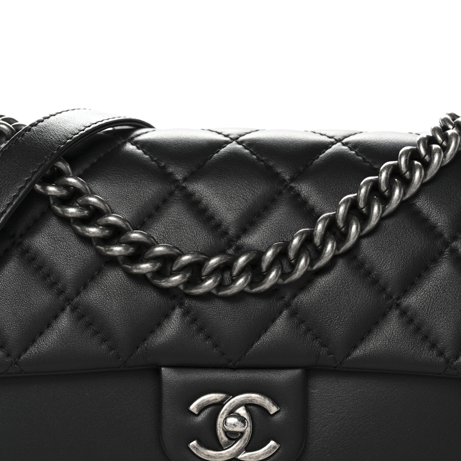 Chanel Calfskin Quilted Large Rock My Shoulder Flap Black 8 of 10