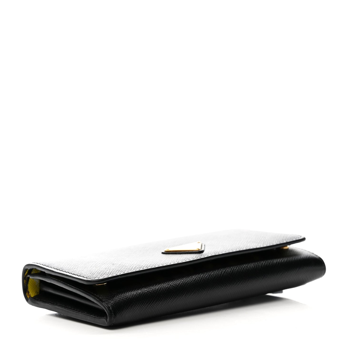 Saffiano Banane Metal Continental Flap Wallet Black