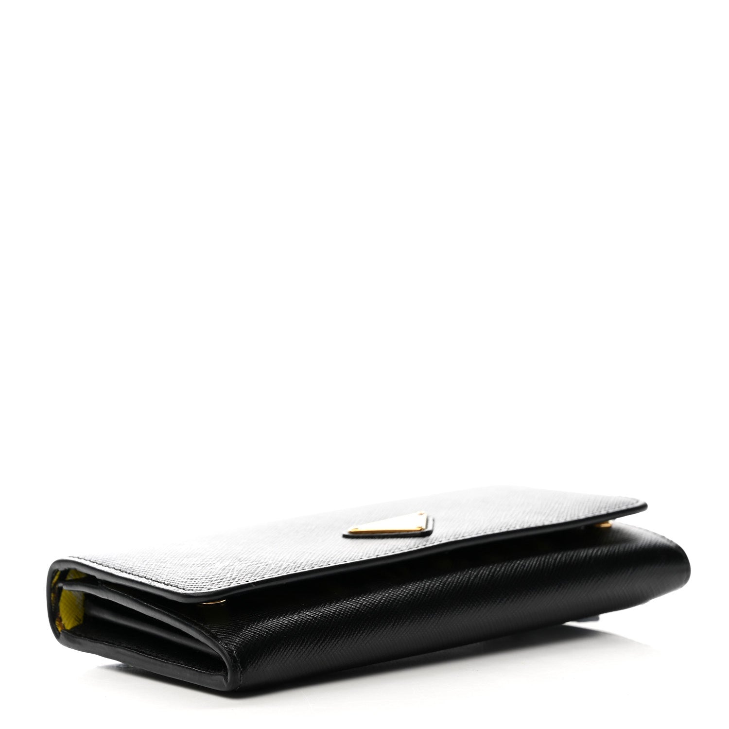 Prada Saffiano Banane Metal Continental Flap Wallet Black 4 of 12